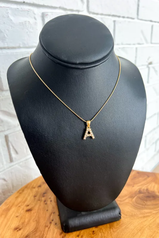 18K Pearl Initial Pendant Necklace sold by Maude