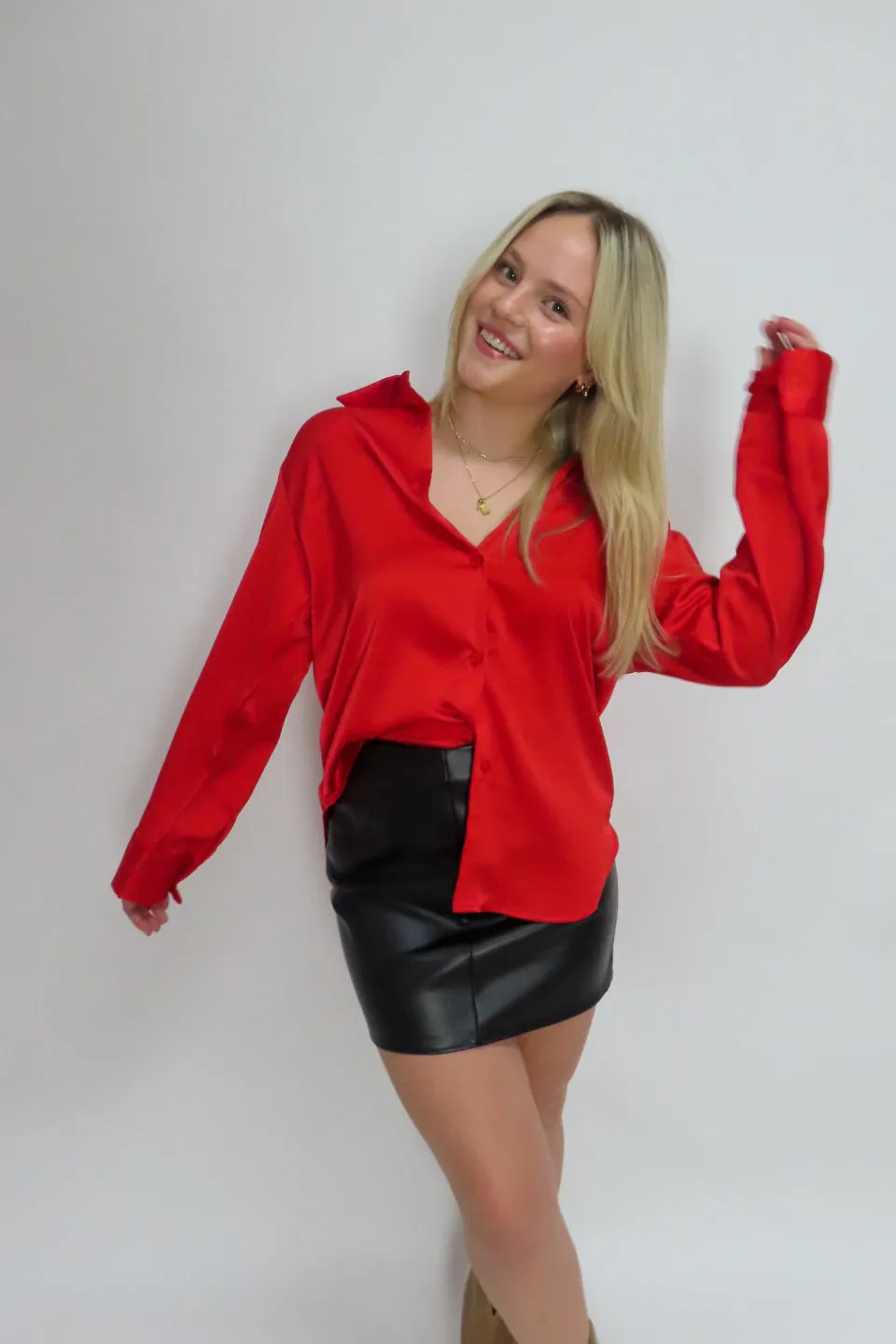 Paris Silky Button Down Top sold by Maude