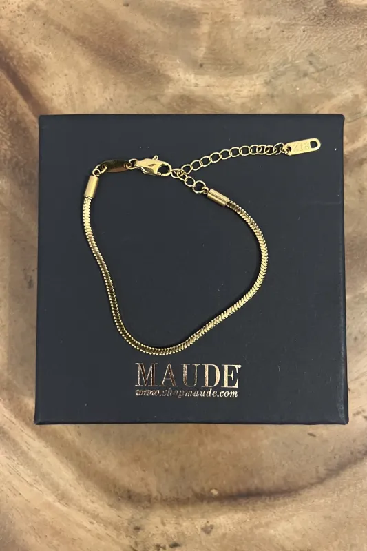18K Squared Off Snake Bracelet sold by Maude