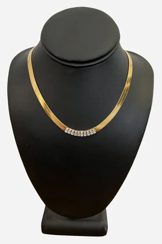 18K Diamond Herringbone Necklace sold by Maude