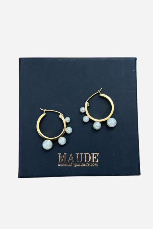 18K Ariel Pearl Hoop Earrings sold by Maude