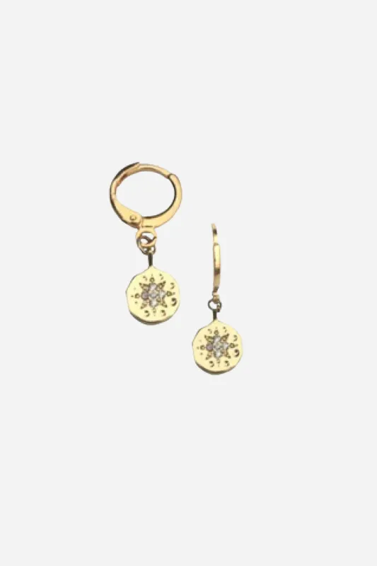 Farrah B Coin Star Huggie Earrings sold by Maude