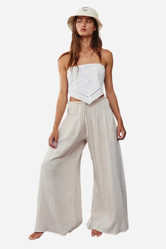 Wide Leg Gauze Pants - Natural sold by Maude