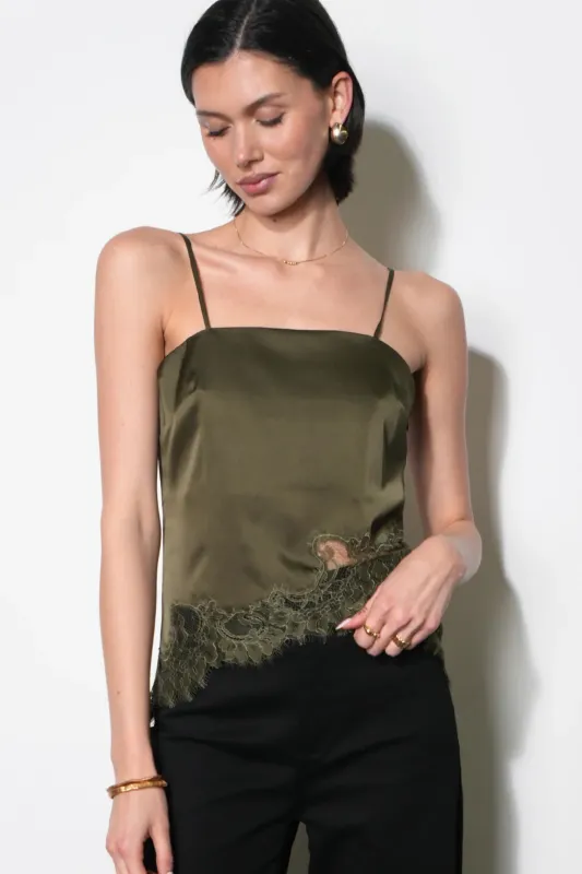 Stella Lace Hem Cami - Olive made by Greylin
