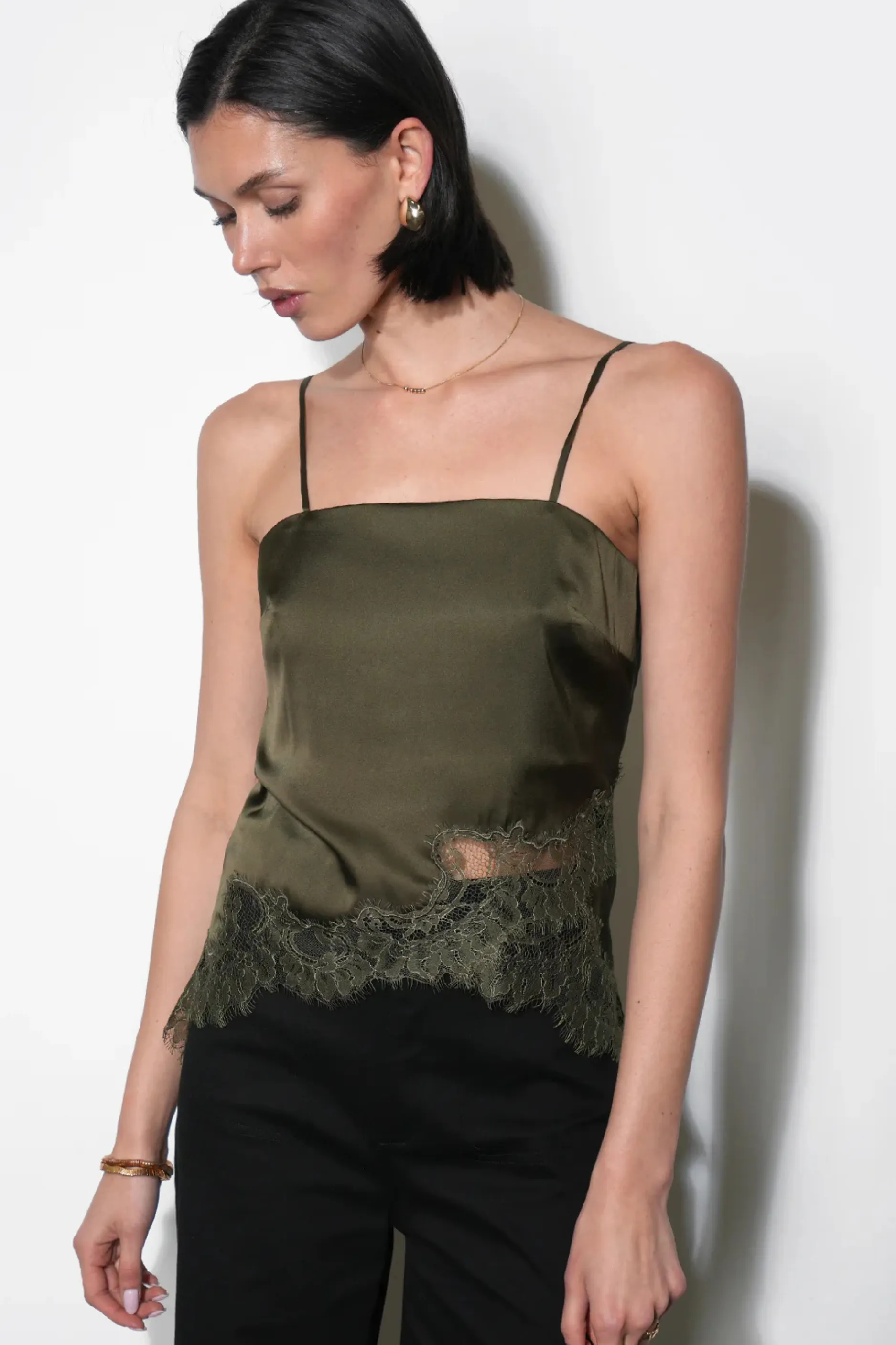 Stella Lace Hem Cami - Olive sold by Maude product image thumbnail 2