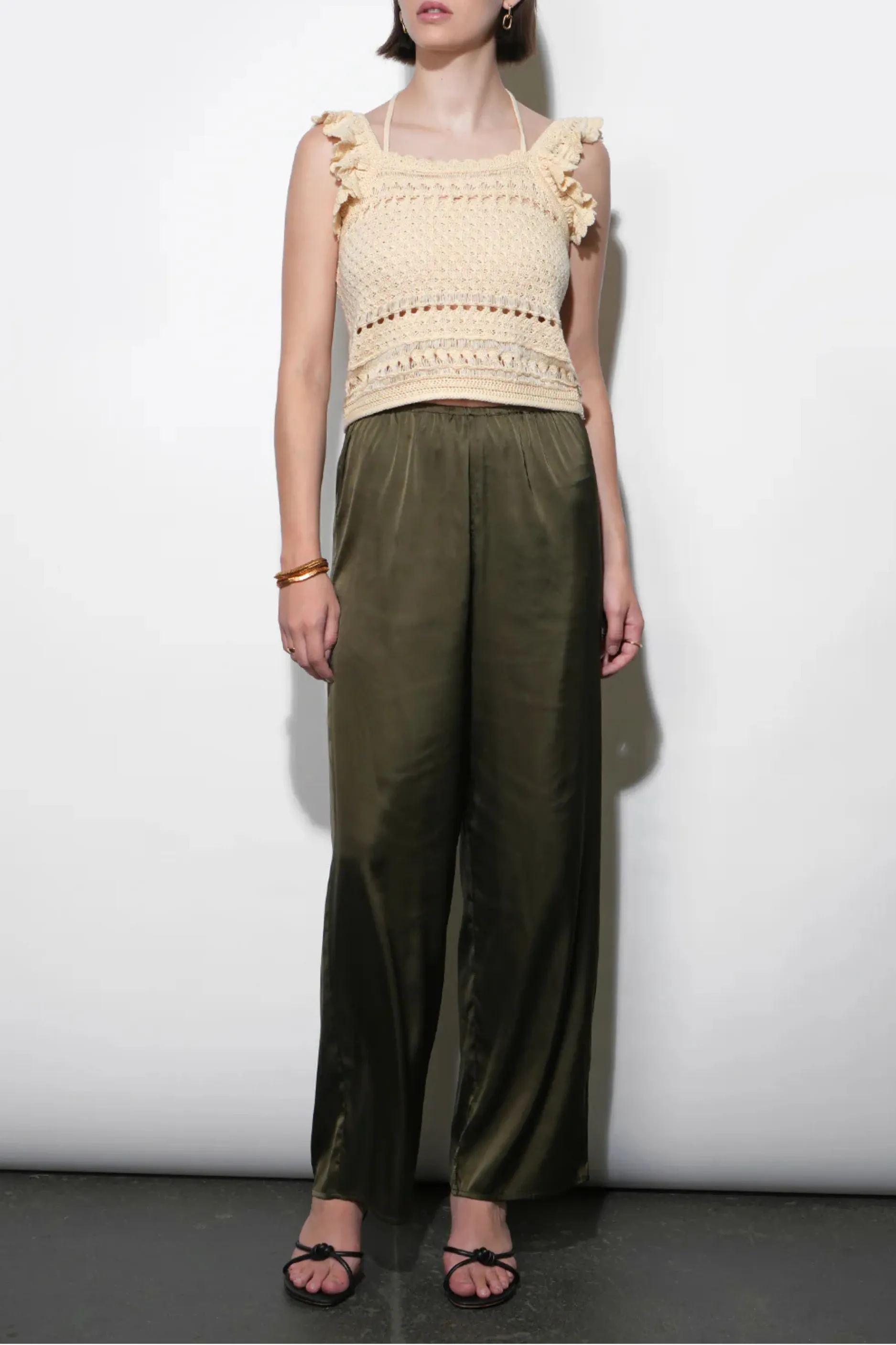 Fiona Wide Leg Pants - Olive sold by Maude
