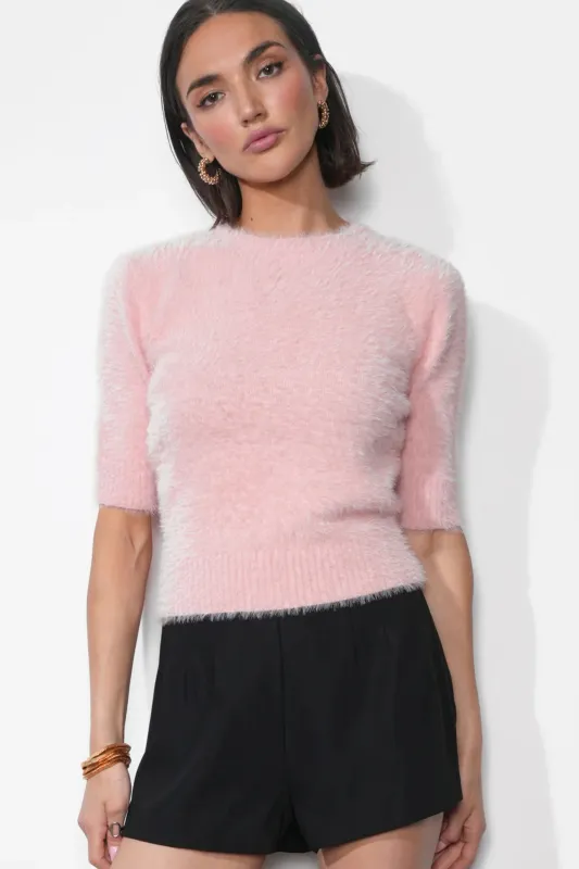 Odette Fuzzy Knit Top - Pink made by Greylin