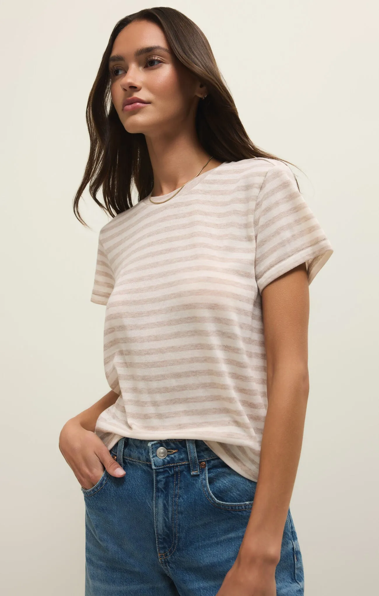 Z Supply Tourist Striped Tee - Natural Heather sold by Maude product image thumbnail 2