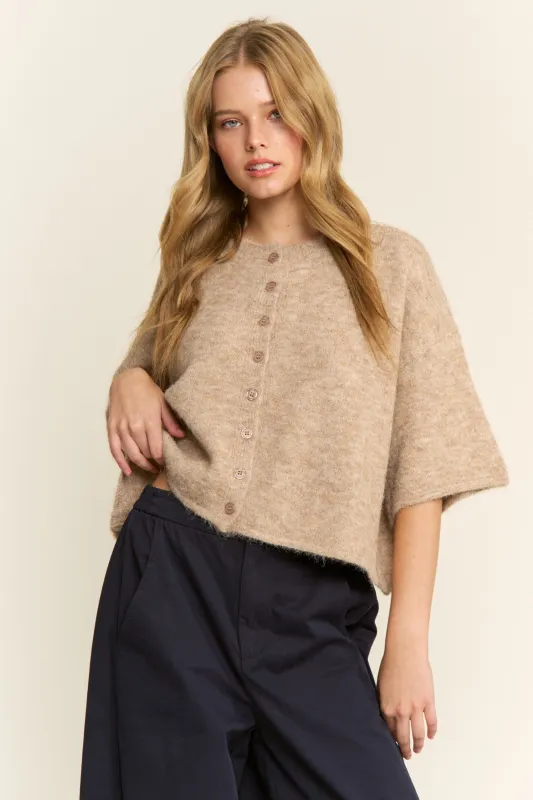 Olivia Button Down Cardigan - Khaki sold by Maude