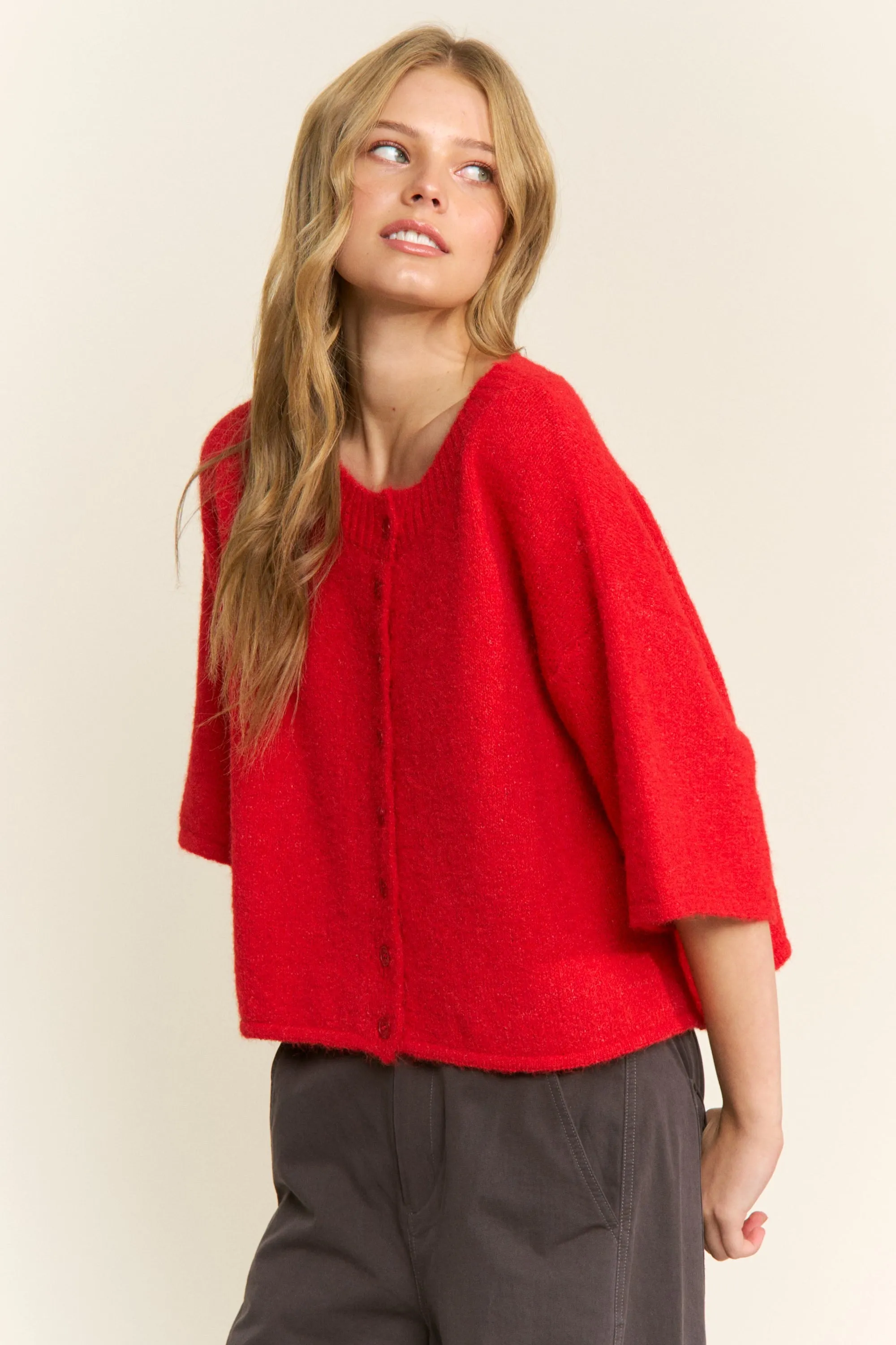 Olivia Button Down Cardigan - Red sold by Maude product image thumbnail 2