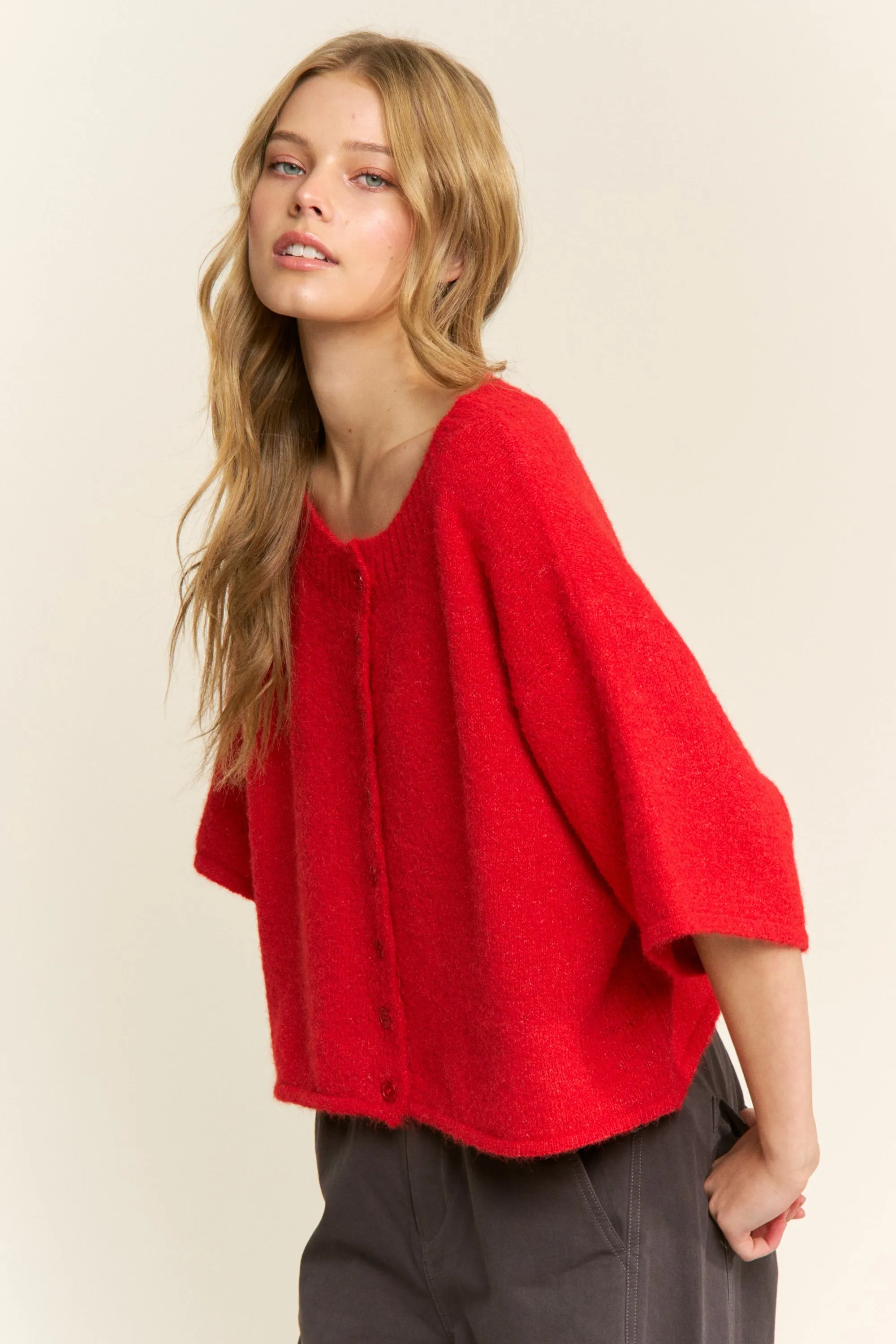 Olivia Button Down Cardigan - Red sold by Maude product image thumbnail 3