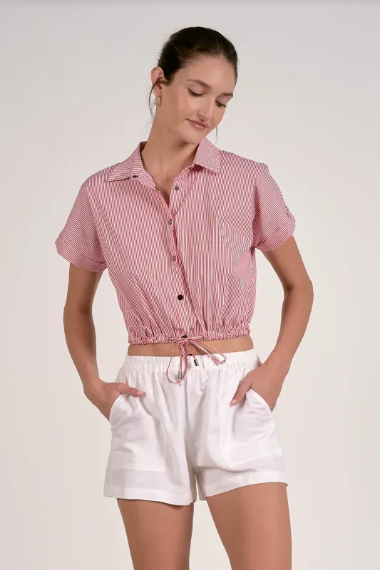 Harper Cropped Button Down Top made by Elan