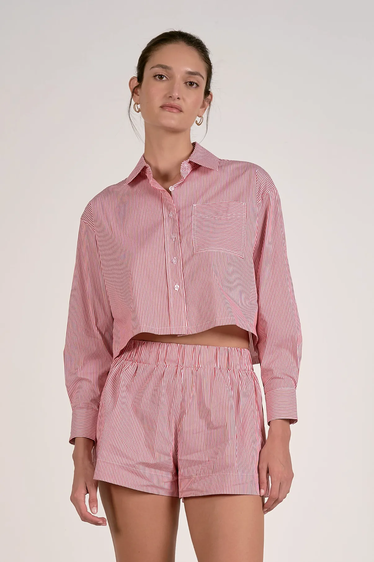 Evelyn Poplin Button Down Top sold by Maude