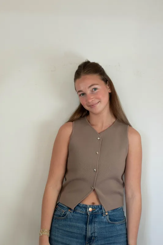 Ibiza Knit Vest - Vison sold by Maude