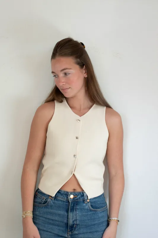 Ibiza Knit Vest - Ecru sold by Maude