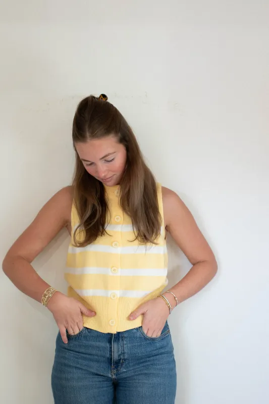 Mykonos Knit Vest - Butter sold by Maude