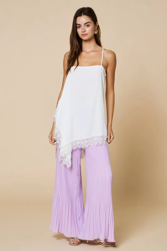 Asymmetrical Lace Trim Cami made by Lalavon