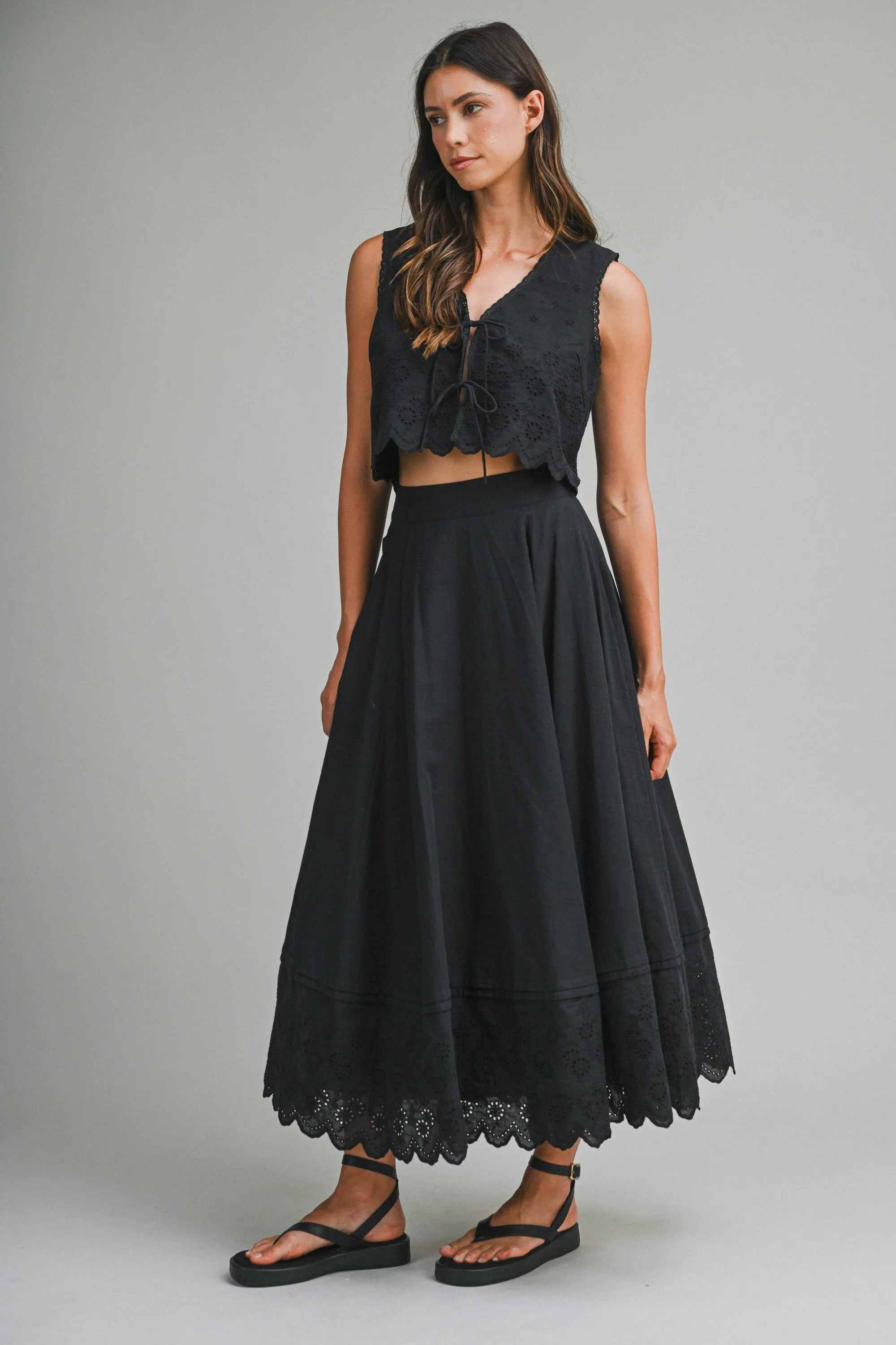 Eyelet Crop Top And Skirt Set - Black sold by Maude product image thumbnail 3