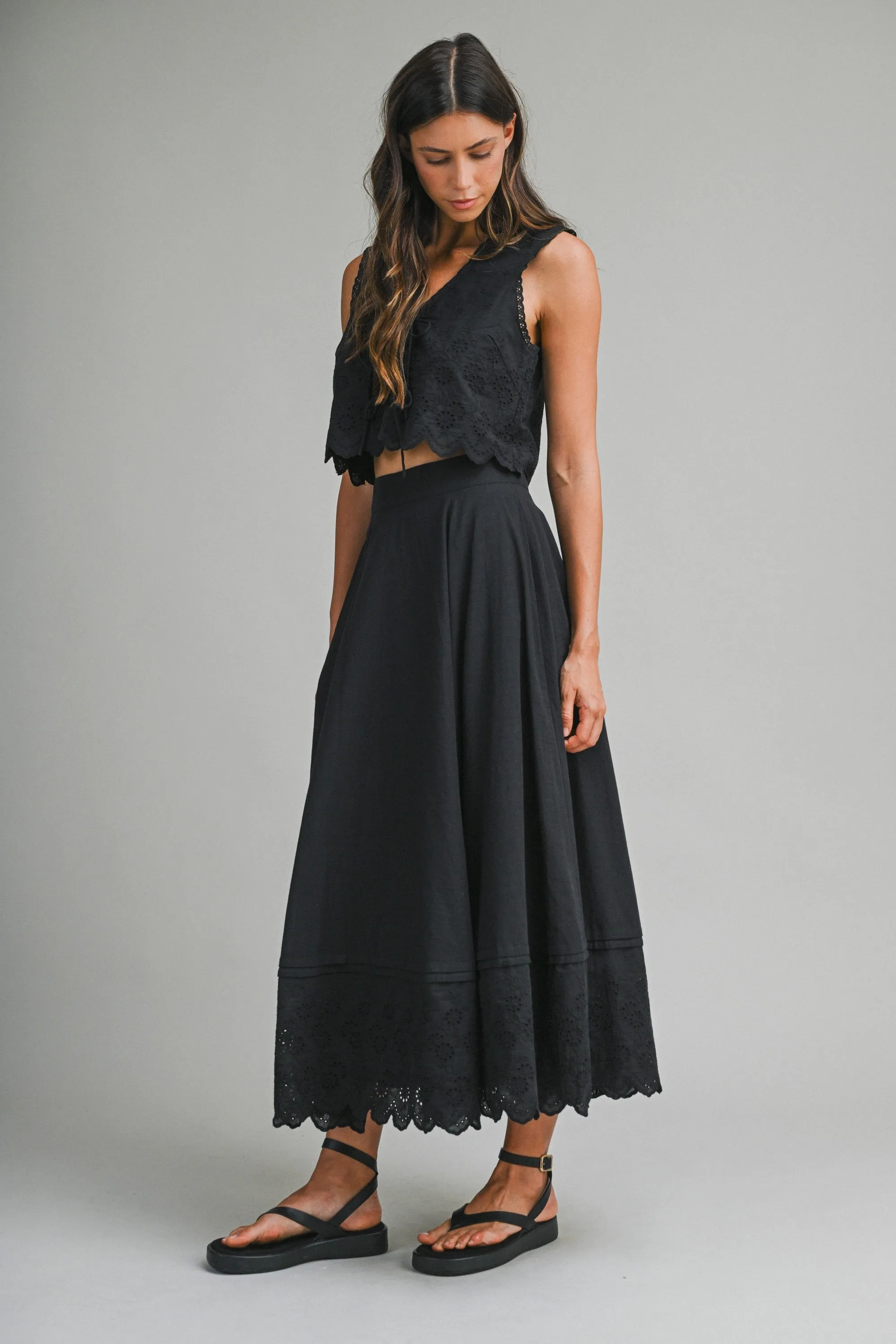Eyelet Crop Top And Skirt Set - Black sold by Maude product image thumbnail 2