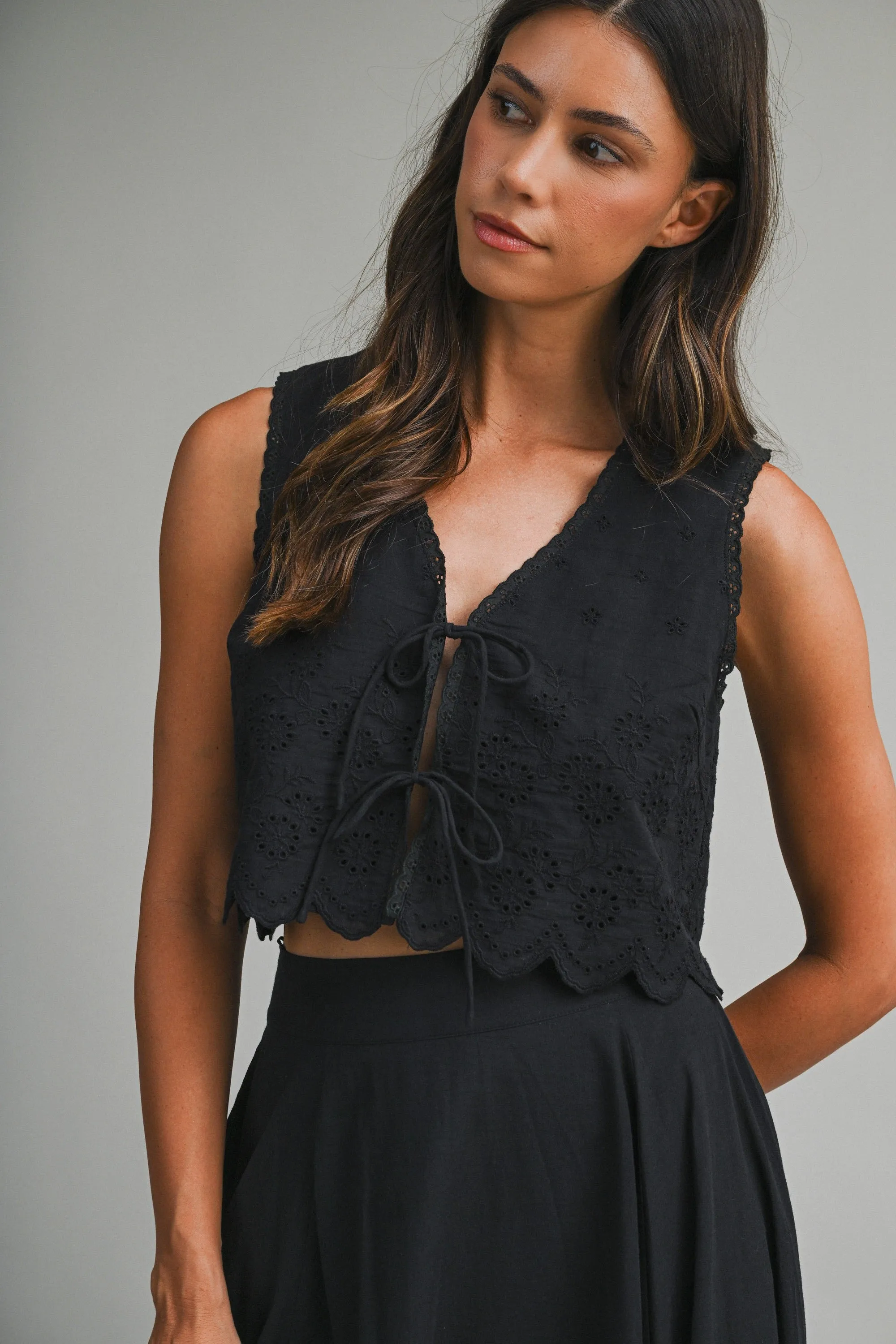 Eyelet Crop Top And Skirt Set - Black sold by Maude product image thumbnail 5