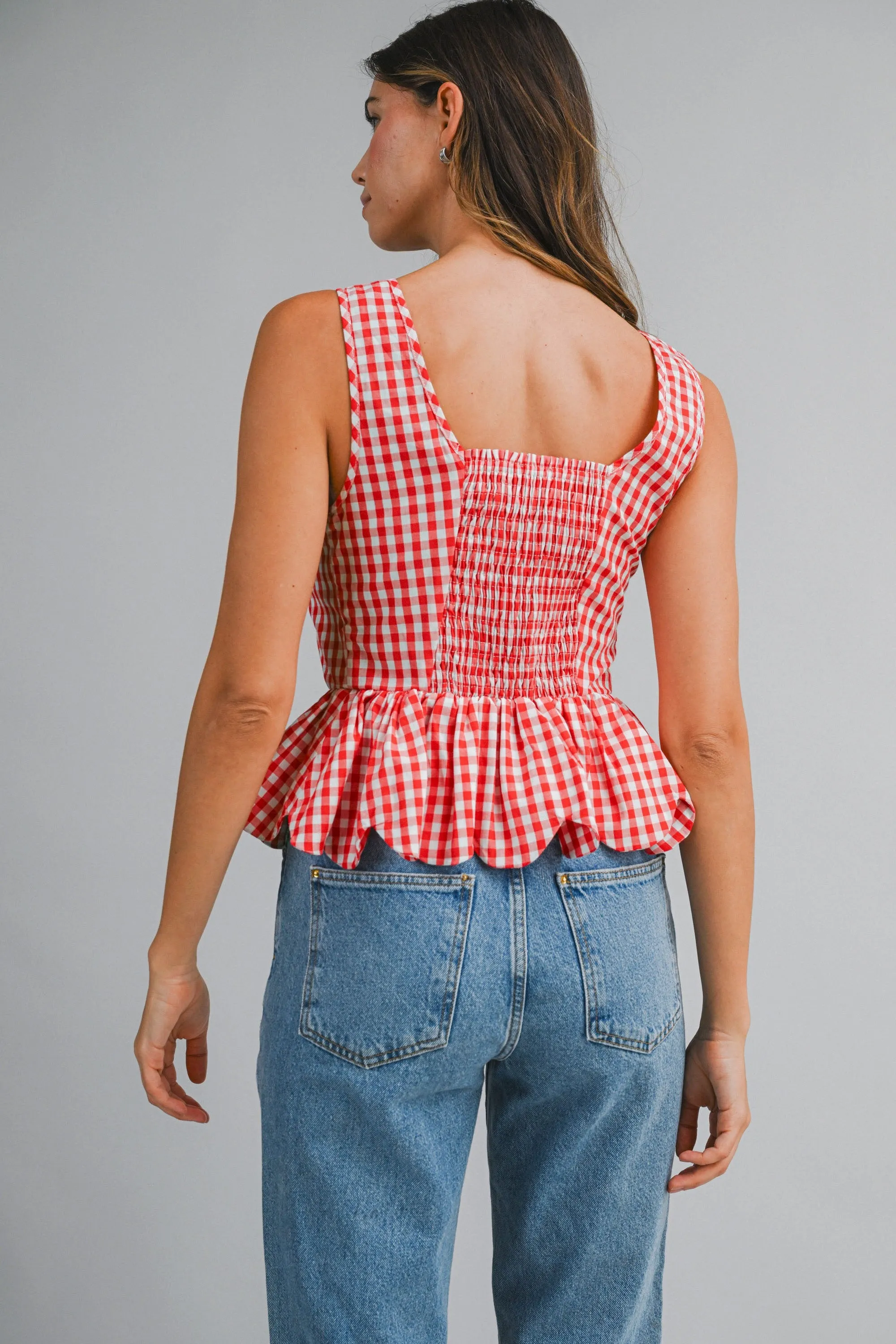 Gingham Front Tie Tank Top sold by Maude product image thumbnail 4