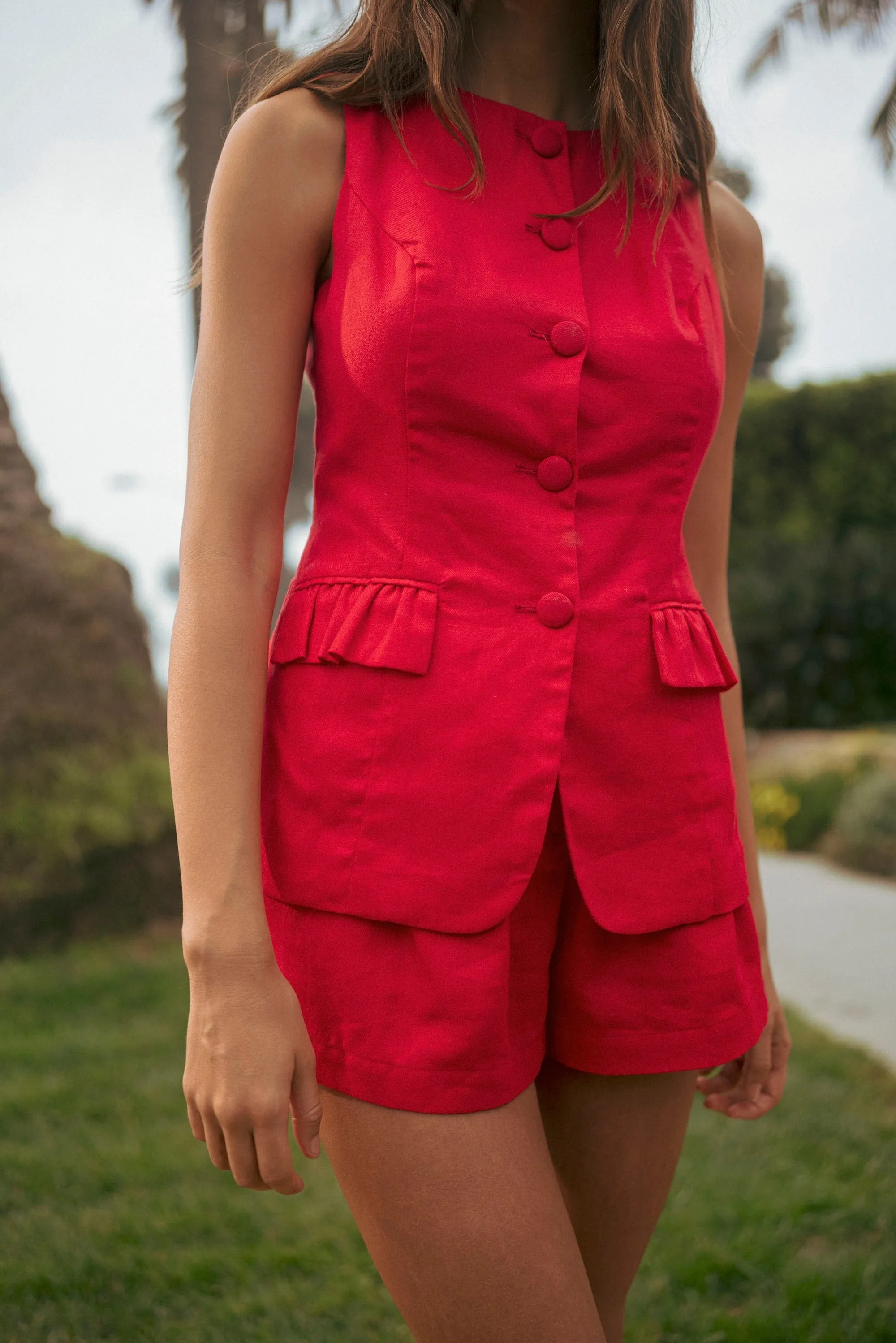 Linen Vest Set - Red sold by Maude product image thumbnail 3