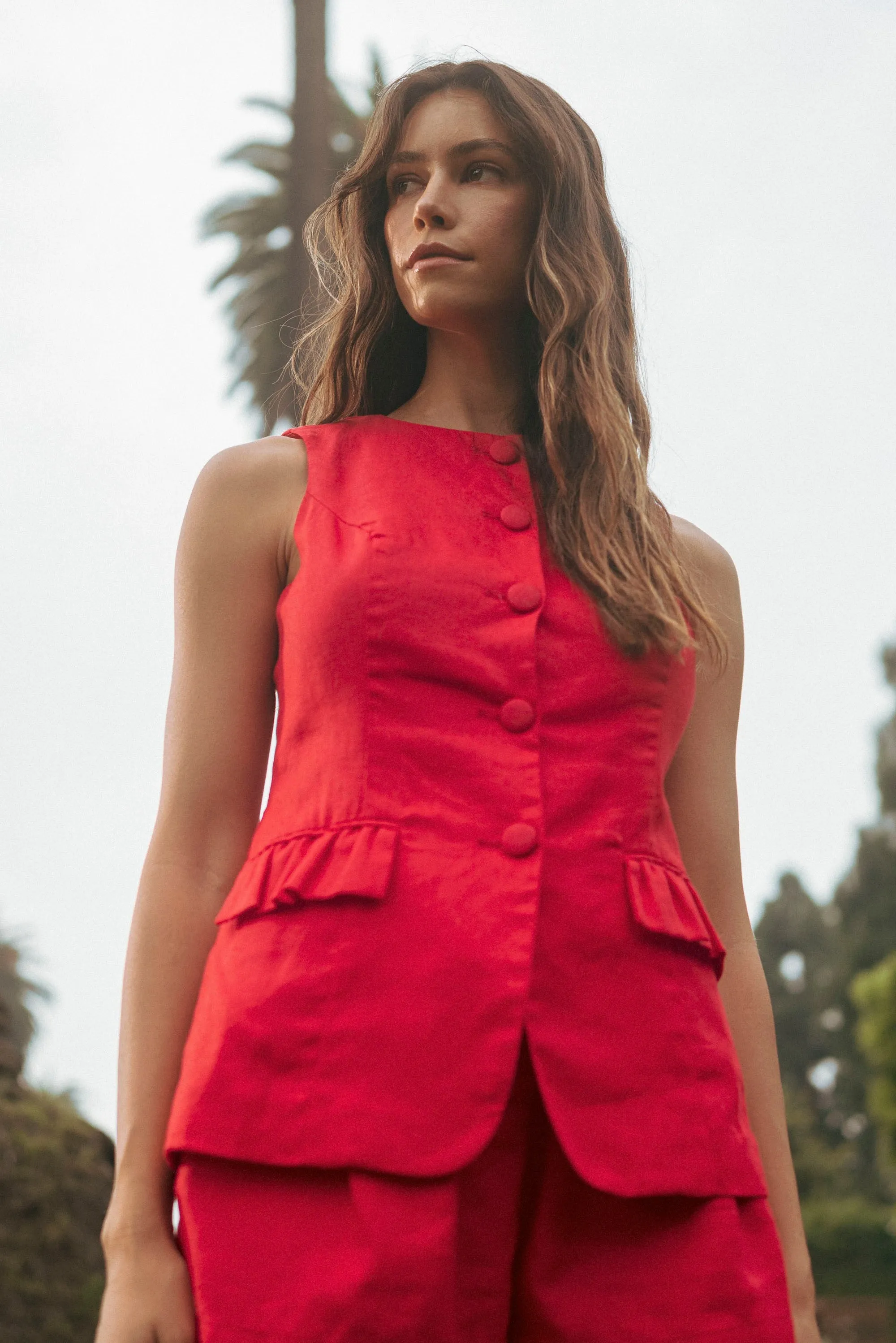 Linen Vest Set - Red sold by Maude product image thumbnail 4