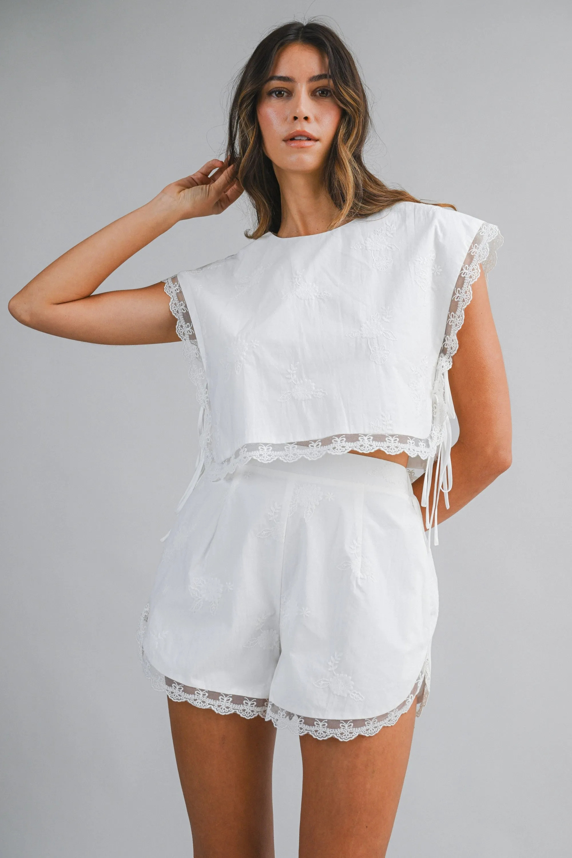 Embroidered Lace Trim Set sold by Maude