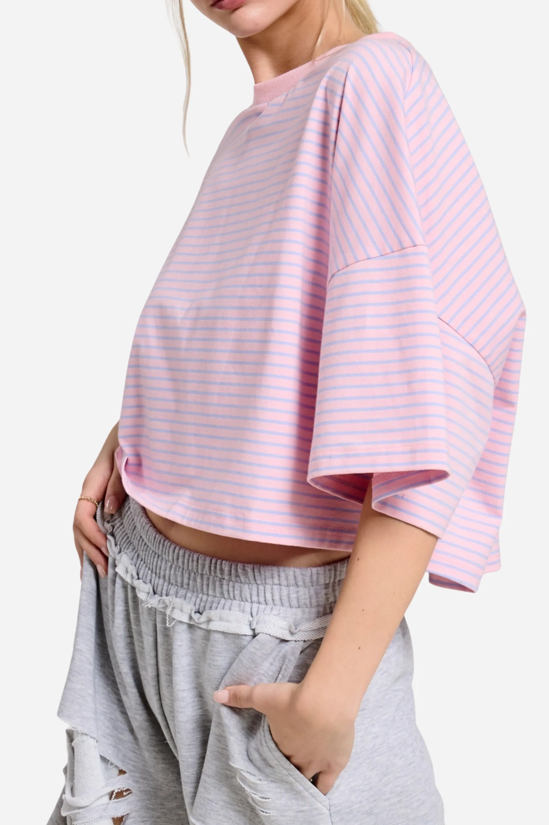 Striped Oversized Tee - Pink sold by Maude product image thumbnail 3