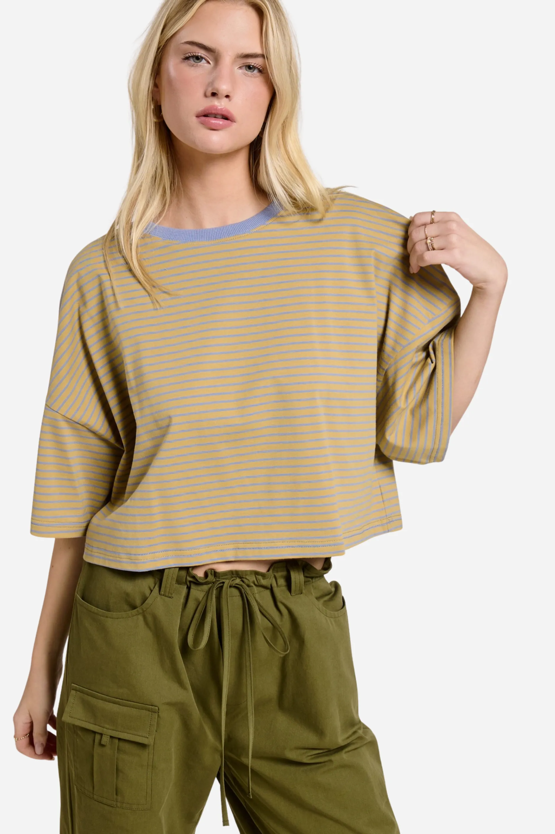 Striped Oversized Tee - Olive sold by Maude product image thumbnail 2