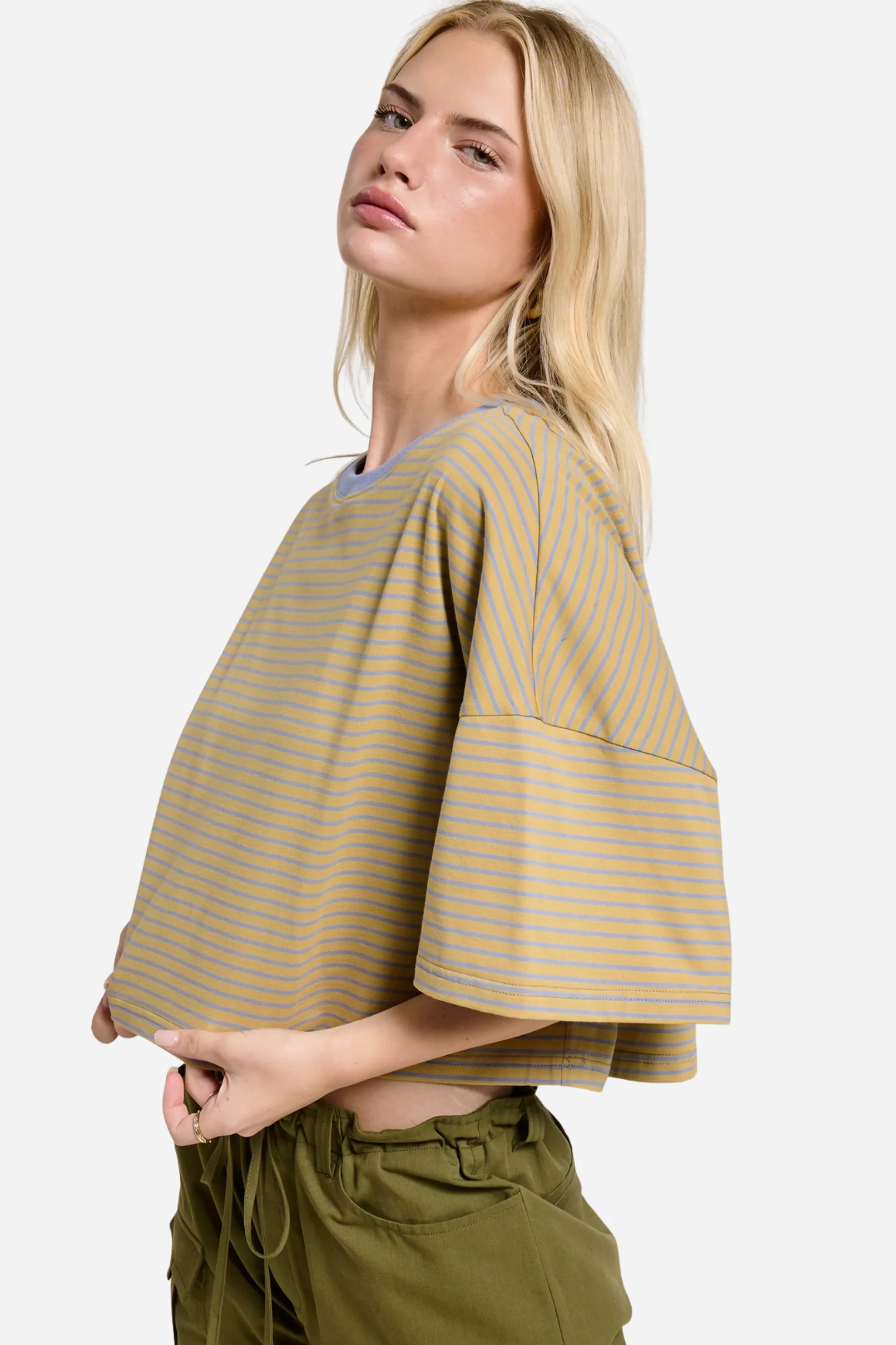 Striped Oversized Tee - Olive sold by Maude product image thumbnail 3