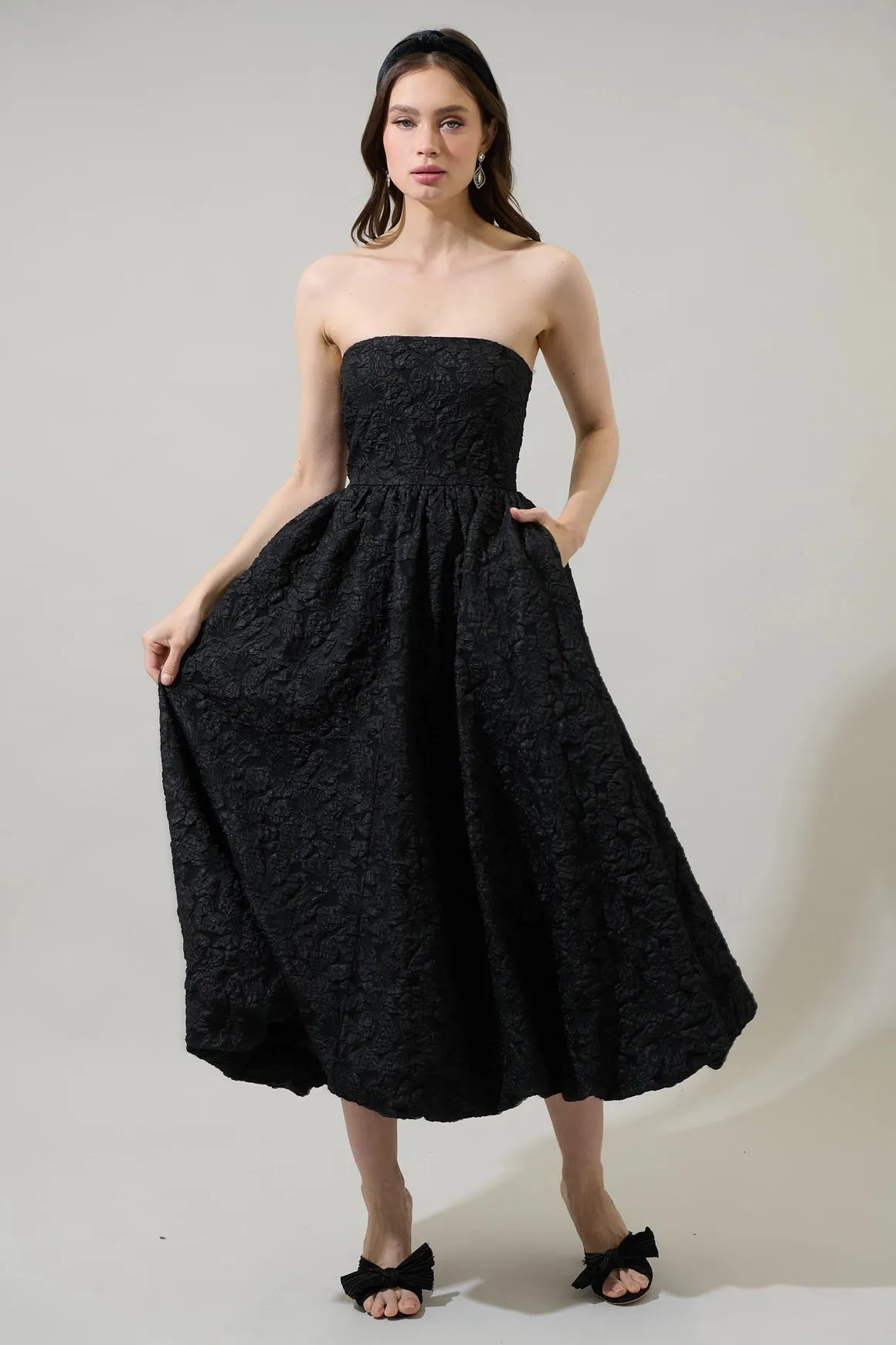Arielle Jacquard Belle Midi Dress sold by Maude