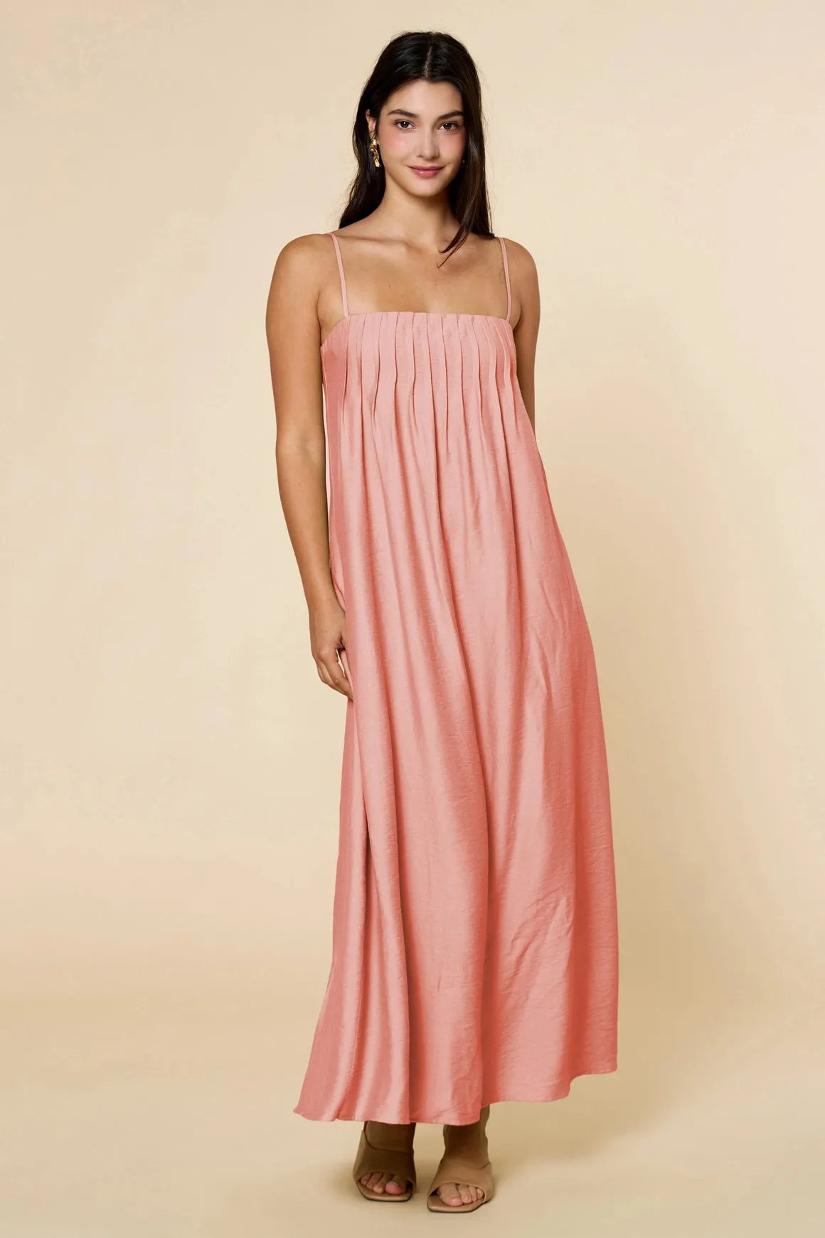 Pleated Maxi Dress - Blush sold by Maude