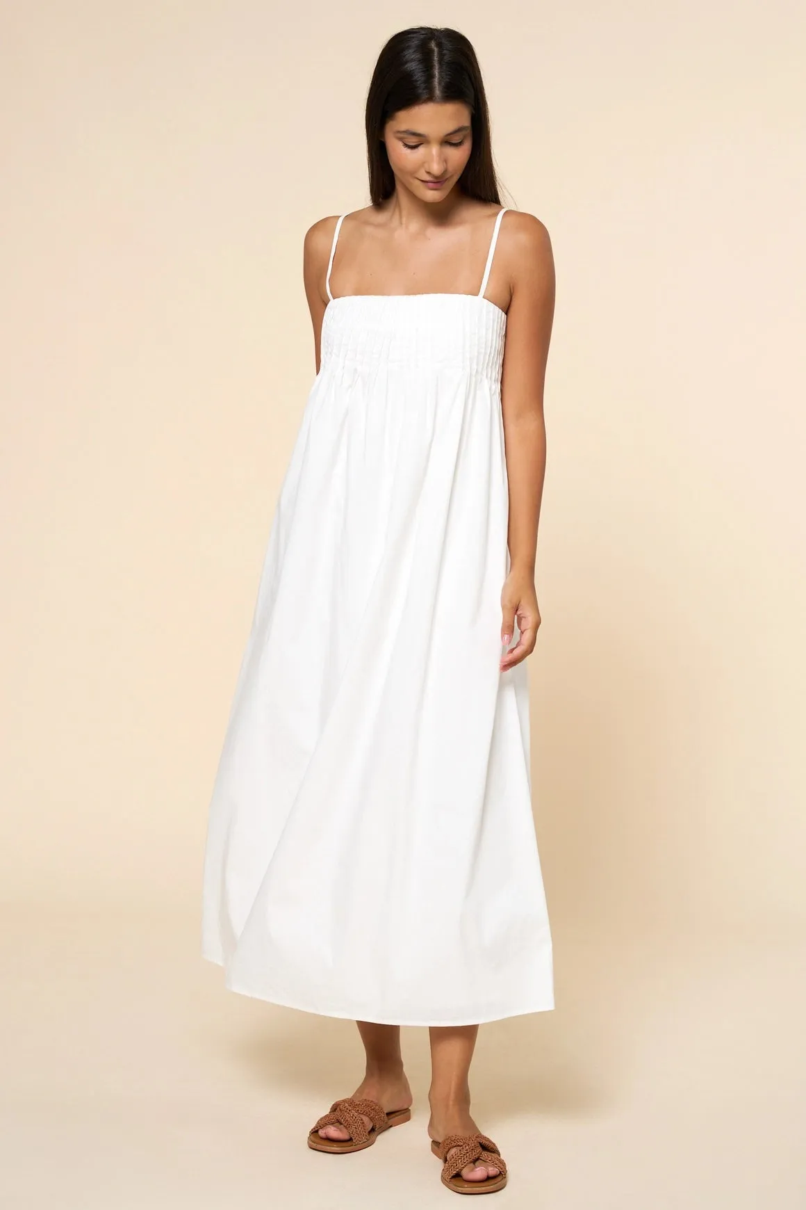 Pleated Maxi Dress - White sold by Maude