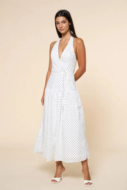 Polka Dot Halter Neck Maxi Dress made by Lalavon