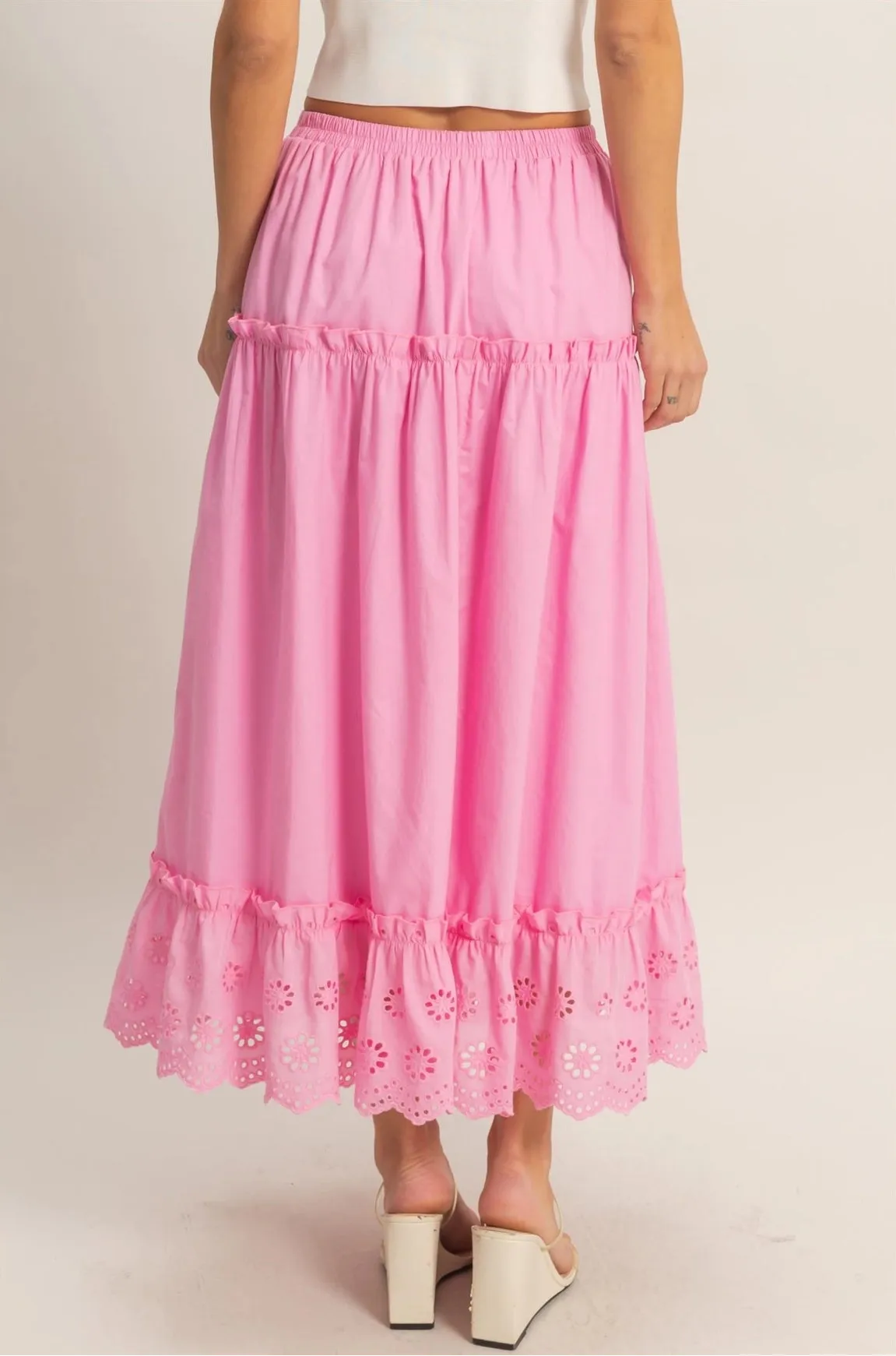 Tiered Eyelet Maxi Skirt - Pink sold by Maude product image thumbnail 3