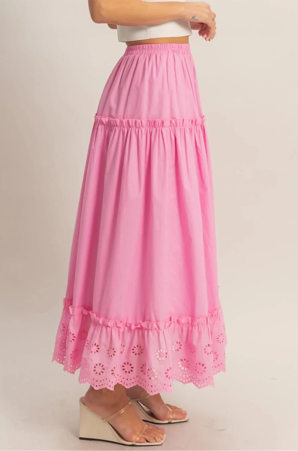 Tiered Eyelet Maxi Skirt - Pink sold by Maude product image thumbnail 2