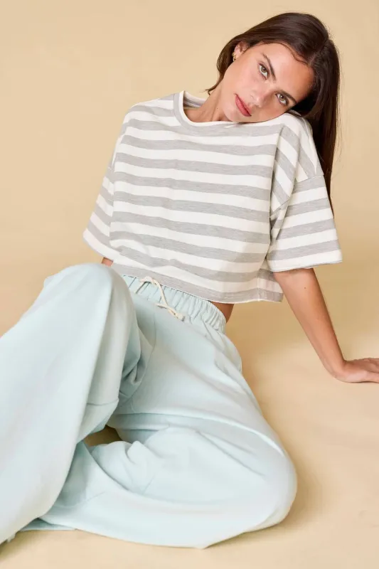 Striped Short Sleeve Crop Top made by Papermoon