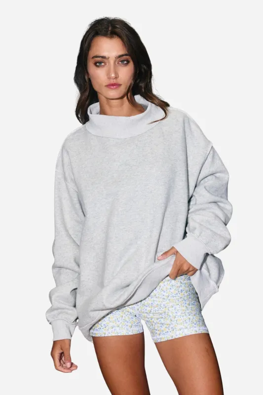 Vintage Washed Mock Neck Sweatshirt - Ash Grey made by Maude