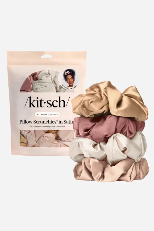 KITSCH Satin Pillow Scrunchies - 4 pc set made by Maude