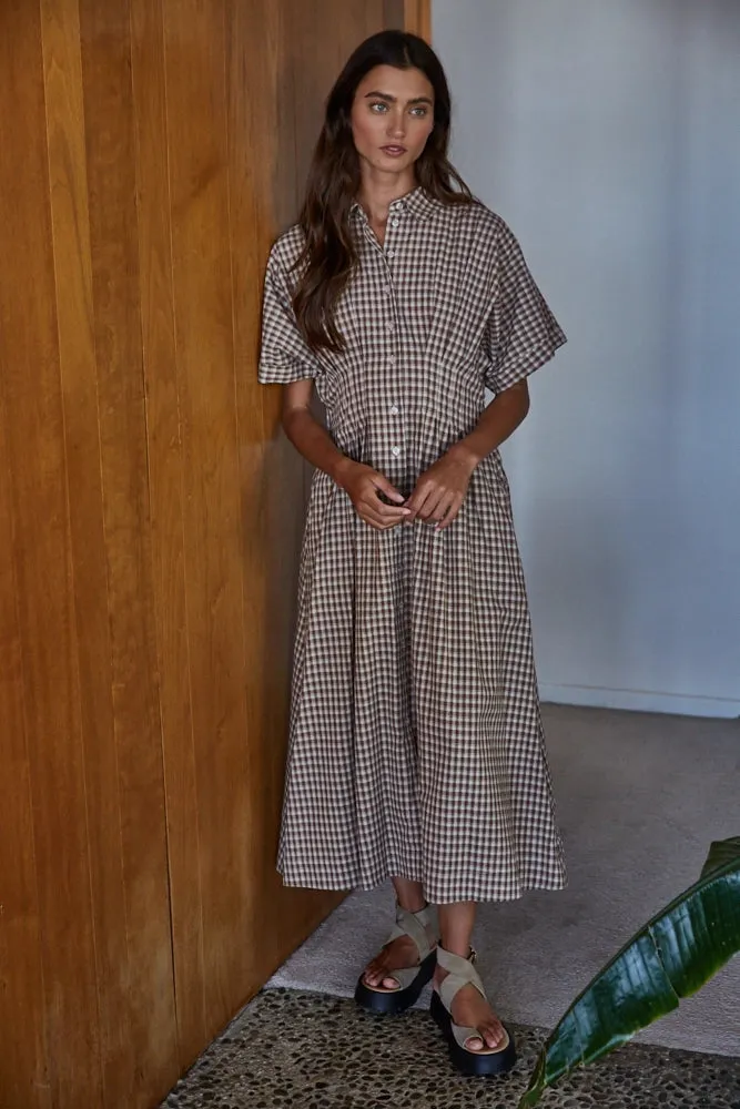 Gingham Button Down Maxi Dress sold by Maude