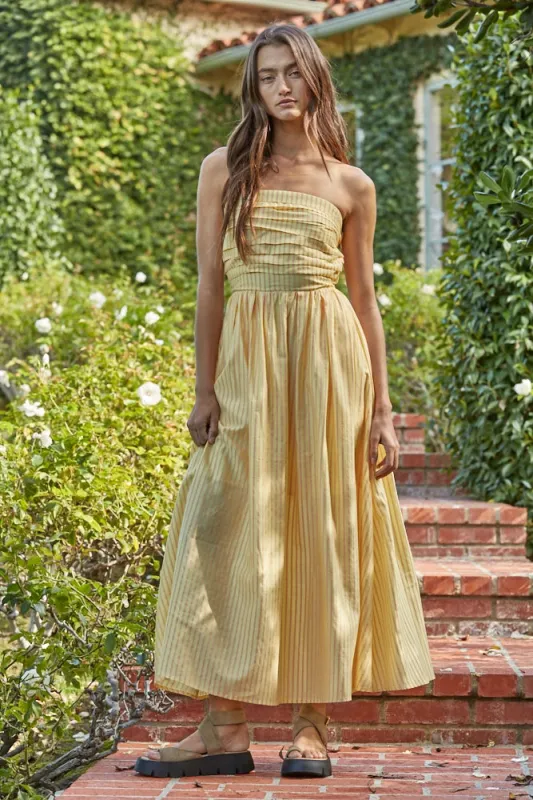 Striped Tube Maxi Dress - Yellow made by By Together