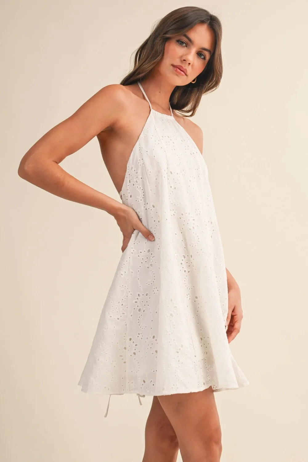 Eyelet Halter Mini Dress sold by Maude product image thumbnail 4