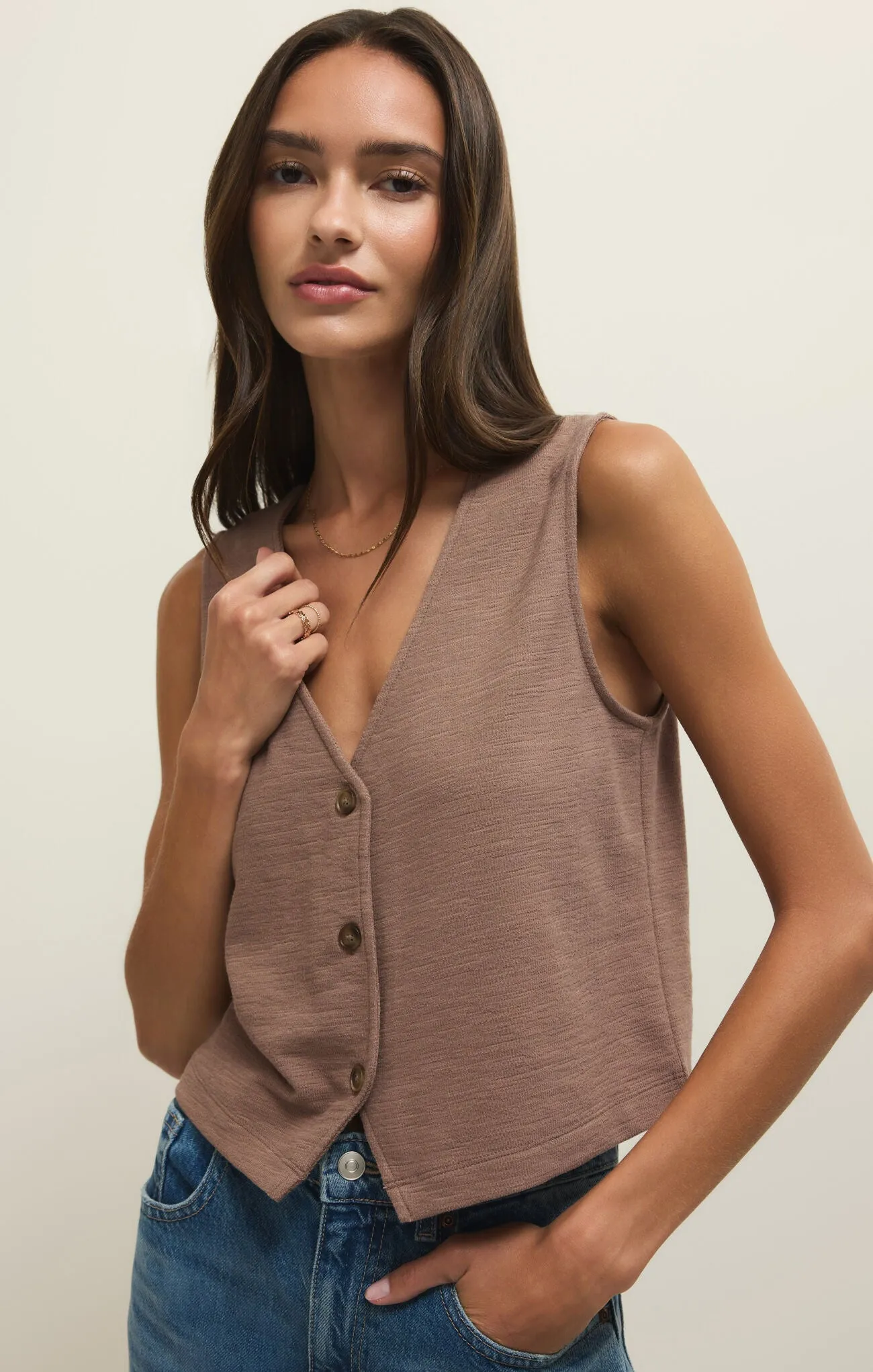 Z Supply Noelle Textured Tank Top - Milk Shake sold by Maude product image thumbnail 4