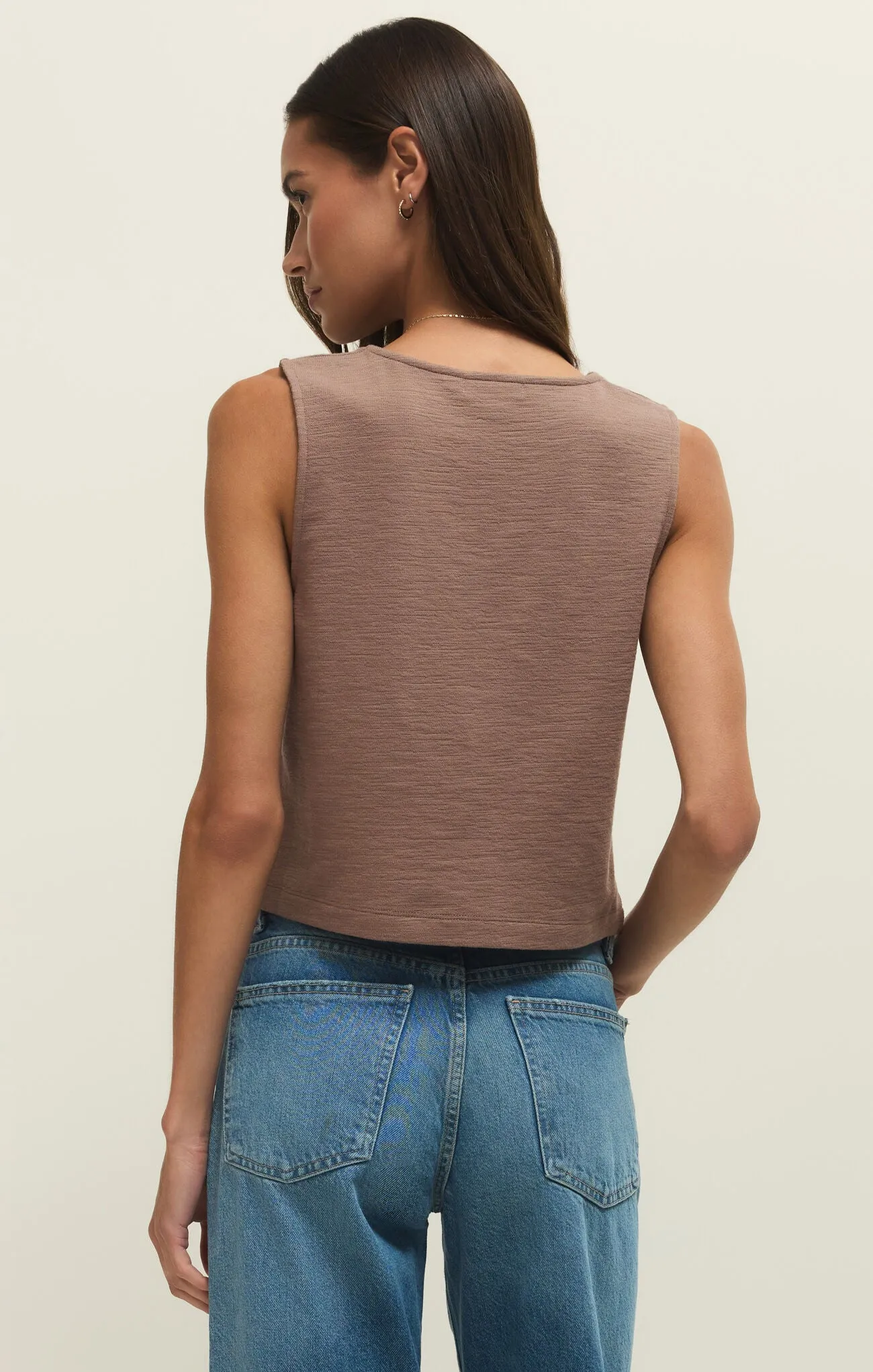 Z Supply Noelle Textured Tank Top - Milk Shake sold by Maude product image thumbnail 3