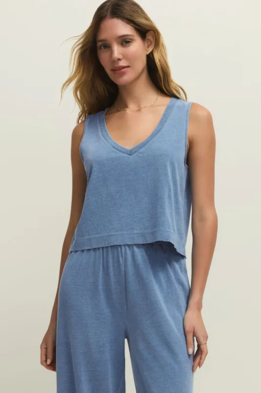 Z Supply Sloane V-neck Denim Tank - Santorini Indigo made by Z Supply