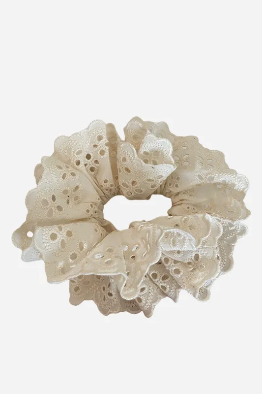Eyelet Lace Scrunchie - White sold by Maude