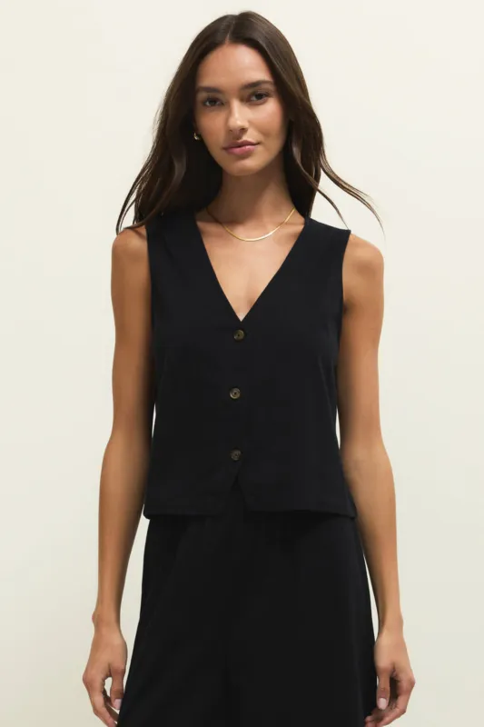 Z Supply Noelle Jersey Top - True Black sold by Maude