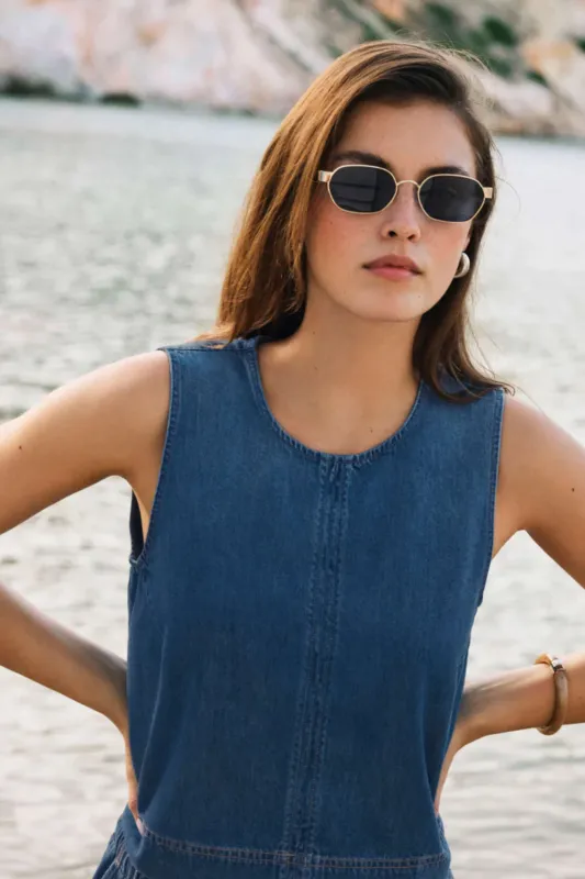 Z Supply Sun Seeker Denim Tank - Deep Water sold by Maude