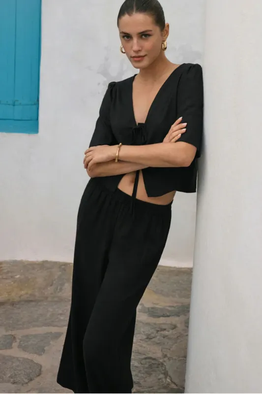 Z Supply Scout Linen Pant - Black made by Z Supply